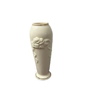 Lenox Rose Blossom Bud Vase Porcelain 24K Gold Trim Ivory White with Certificate